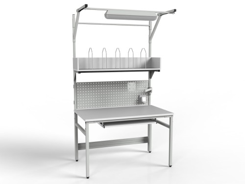 SPR packing table with lighting, shelf and PC accessories