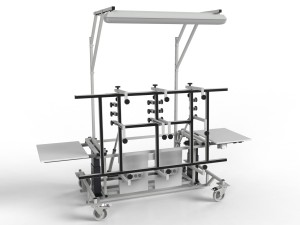 Tilting assembly table 90° for prefabrication of electrical and control cabinets and boards