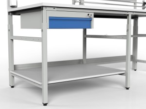 Packing table SPR with shelves, cutter, drawer and LED lighting