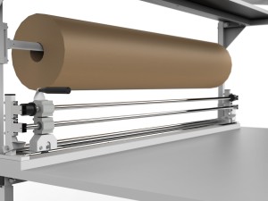 SPR packing table with shelves, lighting, rollers and PC accessories