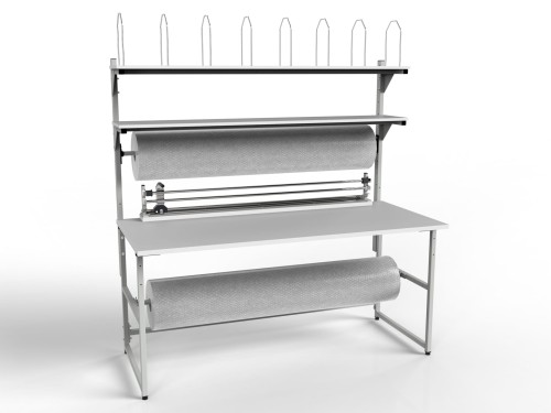 SP packing station with rollers and shelves