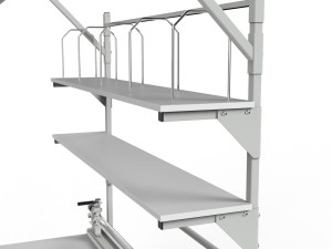 SPR packing table with cutter, rollers, shelves and lighting