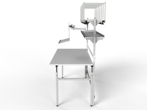 SPR parcel picking table with two separator shelves and a monitor and keyboard holder