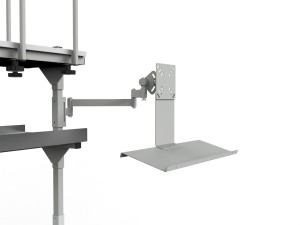 SPR parcel picking table with two separator shelves and a monitor and keyboard holder