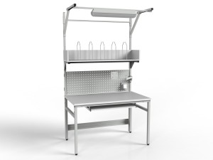 SPR packing table with lighting, shelf and PC accessories