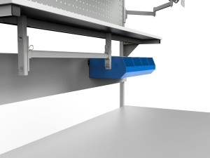 Adjustable SPR parcel wrapping table with monitor holder, roller shelves and containers