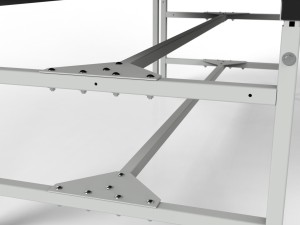 SPR parcel packing table with larger top, containers, shelf and lighting