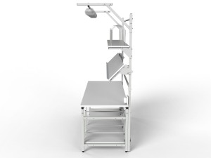 Packaging station SPR with separator shelves, roller and lighting