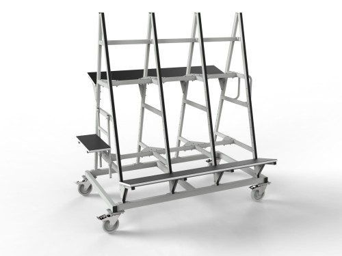 Mobile rack for assembly of control cabinets, electrical boards and industrial automation