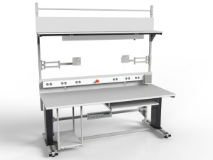 Laboratory table with electric height adjustment