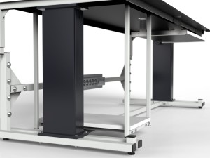 Laboratory table with electric height adjustment\