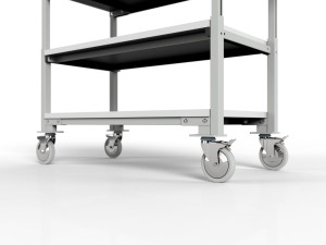 Wózek magazynowy WER z trzema półkami i regulowanym blatem