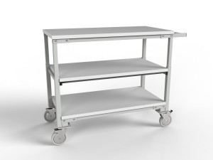 Wózek magazynowy WER z trzema półkami i regulowanym blatem