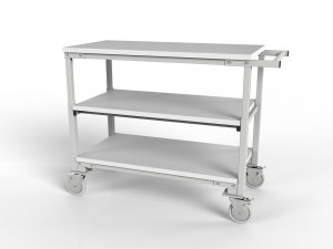 Wózek magazynowy WER z trzema półkami i regulowanym blatem