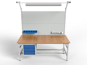 SMWK1C 2000/1500x900x800 mm workbench with two perforated walls and lighting