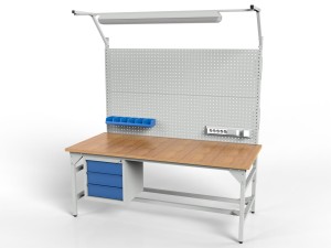 SMWK1C 2000/1500x900x800 mm workbench with two perforated walls and lighting