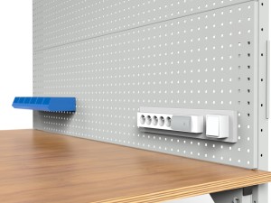 SMWK1C 2000/1500x900x800 mm workbench with two perforated walls and lighting