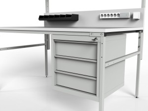 Stół ESD 1500x700 mm SMPK1C-0715-ESD z oświetleniem i szafką