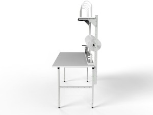 SPP packing table with shelf and accessories