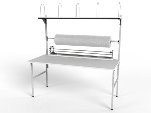 SPP packing table with shelf and accessories