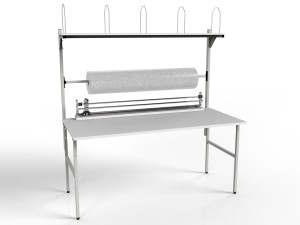 SPP packing table with shelf and accessories
