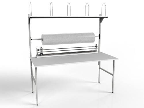 SPP packing table with shelf and accessories