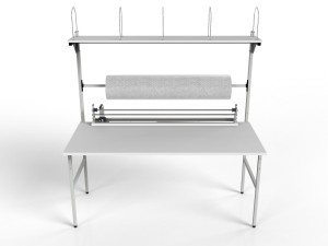 SPP packing table with shelf and accessories