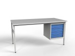 Assembly table with 4-drawer cabinet