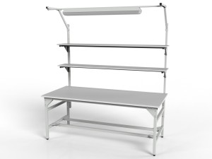 SMWPC 2000/1500x900x800 mm workshop table with two shelves and lighting