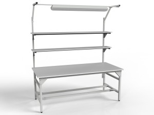 SMWPC 2000/1500x900x800 mm workshop table with two shelves and lighting