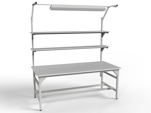 SMWPC 2000/1500x900x800 mm workshop table with two shelves and lighting
