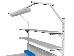 Workbench SMWPC 2000/1500x900x800 mm with two perforated shelves and lighting