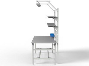 Workbench SMWPC 2000/1500x900x800 mm with two perforated shelves and lighting