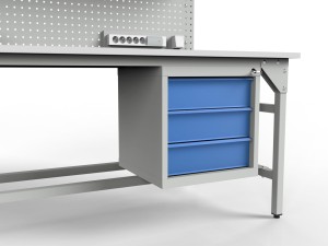 SMWPCK1 workbench 2000/1500x900x800 mm with two shelves, a cabinet and lighting