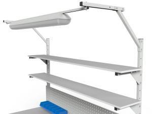 SMWPCK1 workbench 2000/1500x900x800 mm with two shelves, a cabinet and lighting