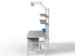 SMWPCK1 workbench 2000/1500x900x800 mm with two shelves, a cabinet and lighting