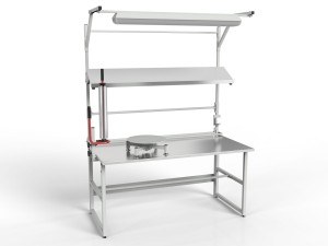 SPR 1600x800 packing table with rotating platform, wrapping machine and central lighting