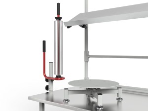 SPR 1600x800 packing table with rotating platform, wrapping machine and central lighting