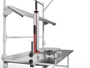 Stół do pakowania SPR 1600x800 z platformą obrotową, owijarką i oświetleniem centralnym