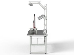 SPR 1600x800 packing table with rotating platform, wrapping machine and central lighting