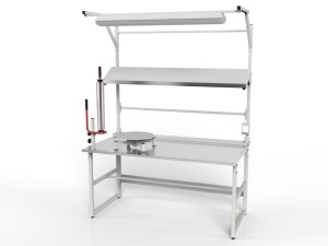 SPR 1600x800 packing table with rotating platform, wrapping machine and central lighting