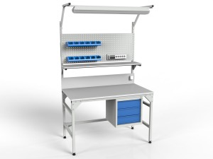 SMWPK1C workbench 2000/1500x900x800 mm with containers, cabinet and lighting