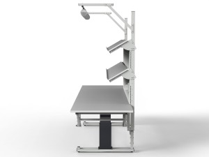 SMREPC-0820 electrically adjustable assembly table with lighting and folding side shelves