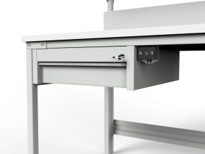 Stół montażowy ESD 1500x700 mm SMRPK6C-0715-ESD z półkami szufladami i oświetleniem