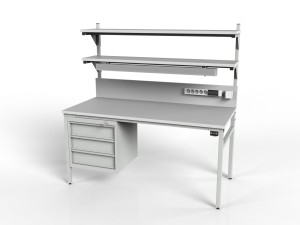 Stół montażowy ESD 1500x700 mm SMPK-0715-ESD z szafką narzędziową
