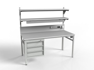 Stół montażowy ESD 1500x700 mm SMPK-0715-ESD z szafką narzędziową