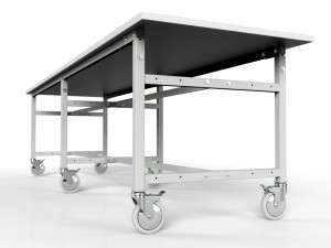 Mobile 2700x750 mm workbench with manual height adjustment
