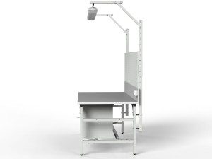 Stół warsztatowy SMWPKC 2000/1500x900x800 mm z tablicą perforowaną szafką i oświetleniem