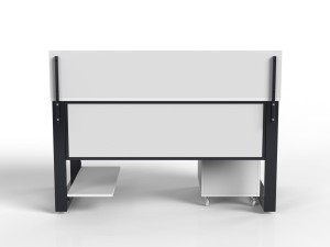 Industrialne biurko w zestawie z szafką na kołach - widok z tyłu