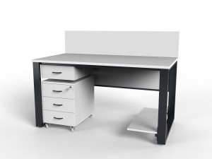 Industrialne biurko w zestawie z szafką na kołach